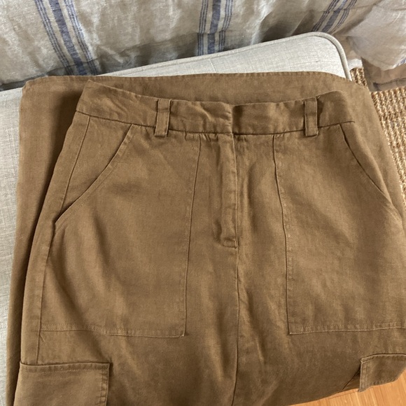 Magaschoni Women’s 100% Linen Cargo Midi Skirt Size 4 Urban Safari Inspired - Picture 9 of 9